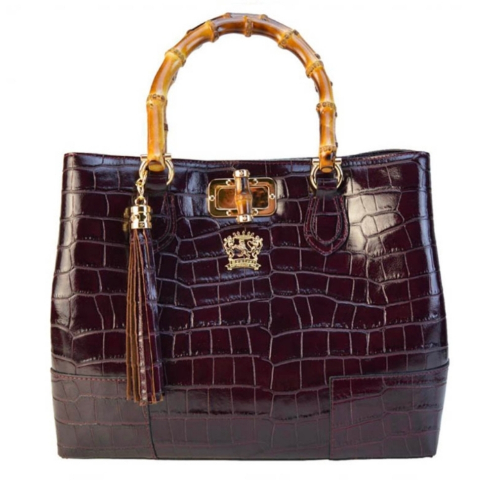 New PRATESI FIRENZI ITALIAN DESIGNER SARTEANO BROWN DARK WINE LEATHER LARGE